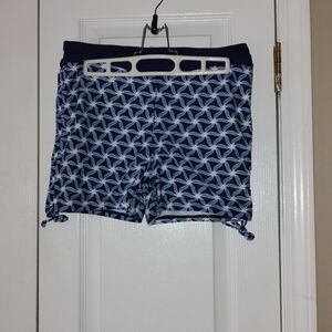 Blue and White print swimsuit swim  shorts  Sz L NWOT